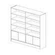 Bookshelf with 2 Sections 4 Doors 